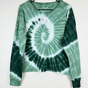 WEAR by Erin Andrews Womens Shirt Green Bay Packers Tie-Dye Cropped NFL Sz Large